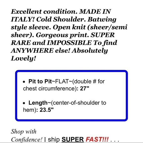 Luisa Ricci Womens Sz S Floral Sheer Cold Shoulder Batwing Sweater ITALY - Picture 2 of 9